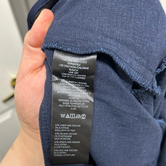 NWT Anthropologie Linen Extended-Waist Pants Navy, Size 14 - Picture 12 of 13